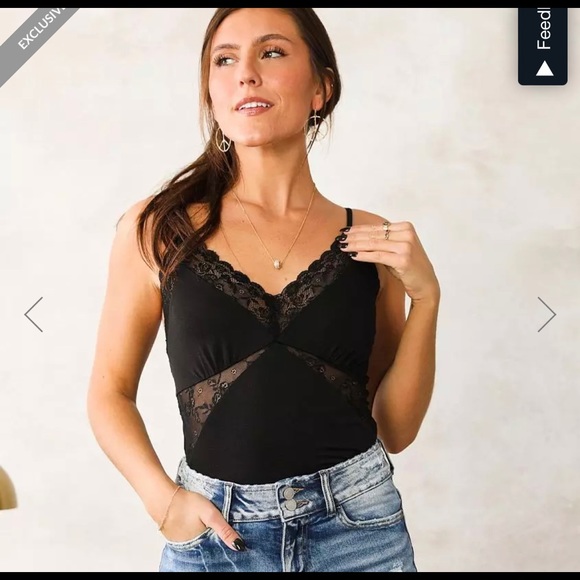 Buckle Tops - NEVER WORN willow and root black lace tank size large from buckle